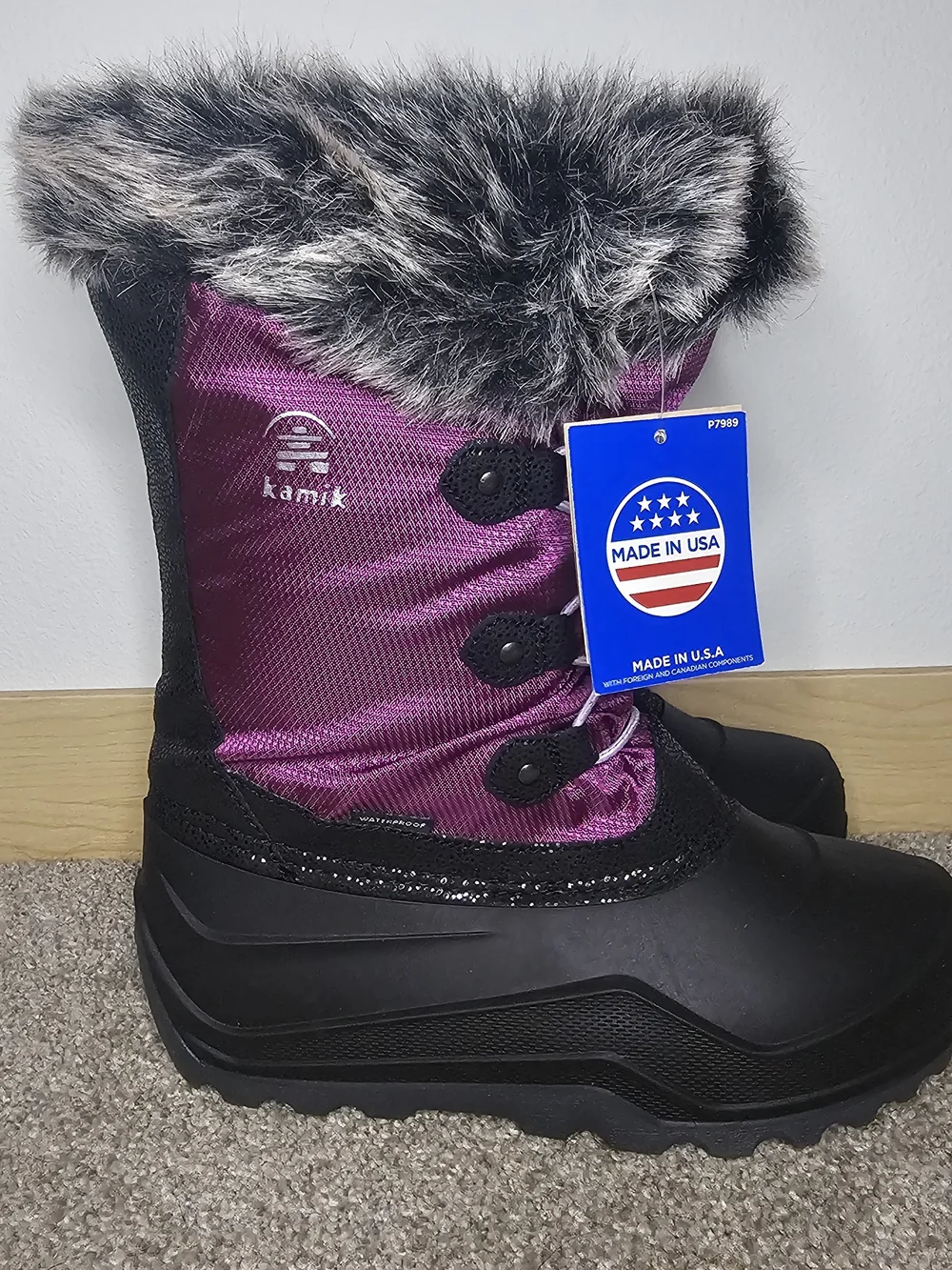 Kamik Kids Purple and Black Faux-Fur Winter Boots
